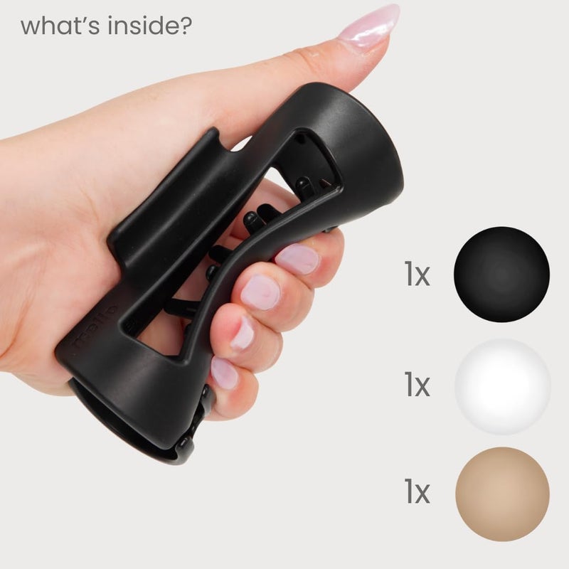 Mello The Original Hair Claw Clip Squishy Claw Clip Made in Korea Patent Pending 30021976 (Black, White, Brown, 3 Pack Medium) - Image 2